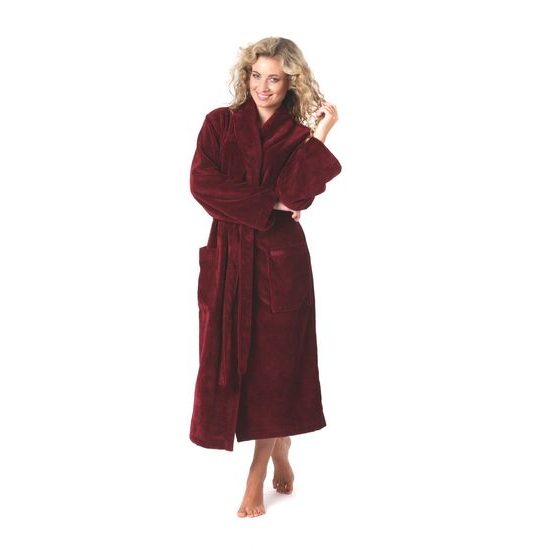 Dámský dlouhý savý župan se šálovým límcem TAMPA vínová