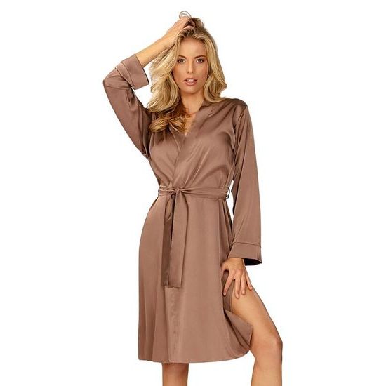 Saténový župan Amina hnědý