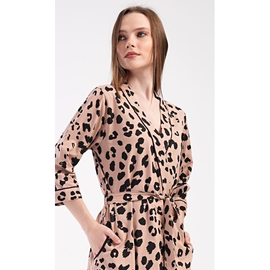 Dámský župan krátký Leopard - hnědá