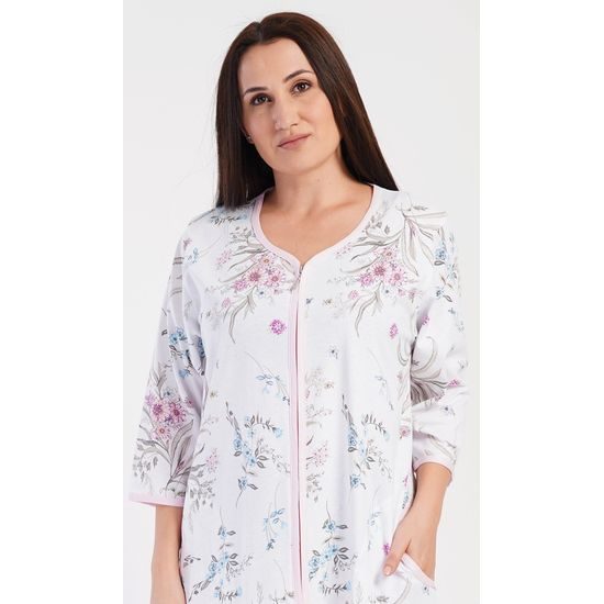 Dámské domácí šaty s tříčtvrtečním rukávem Margot - bílá