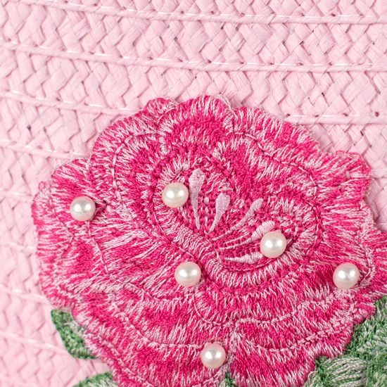 Trilby dámský klobouk bílý a aplikací růže a perliček