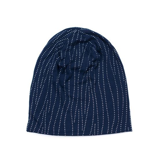 Čepice beanie tmavě modrá s kamínky