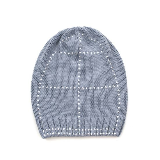 Čepice beanie Stříbrná nit světle šedá