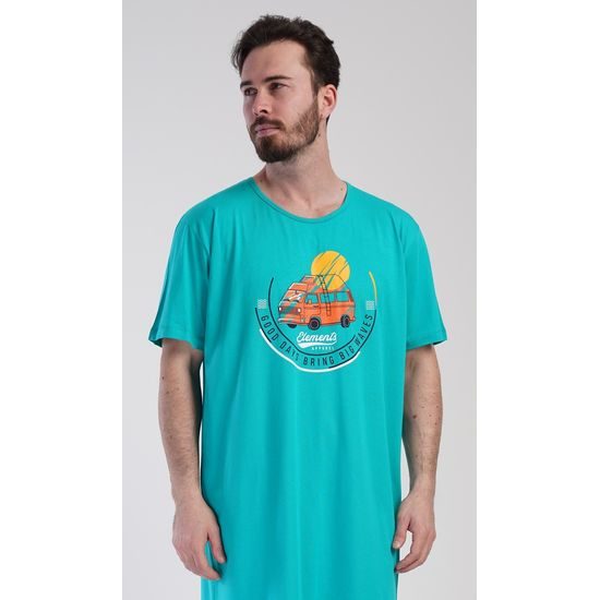 Pánská noční košile s krátkým rukávem Adventure - zelená