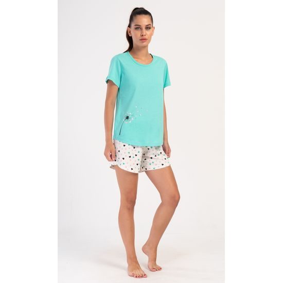 Dámské pyžamo šortky Pampeliška - mentolová