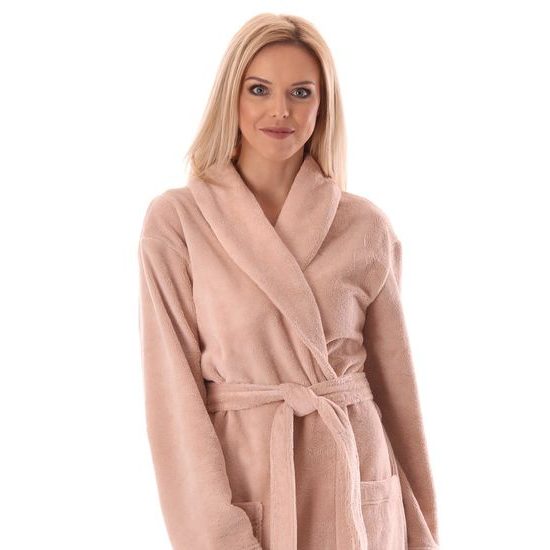 Dámský dlouhý savý župan se šálovým límcem TAMPA oříšková