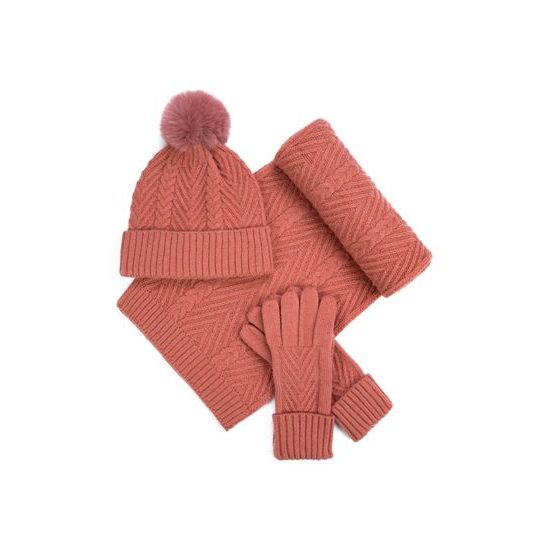 Čepice, rukavice, šála - špinavě růžová