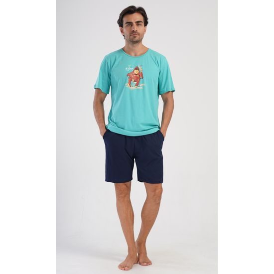 Pánské pyžamo šortky Relax - tyrkysová