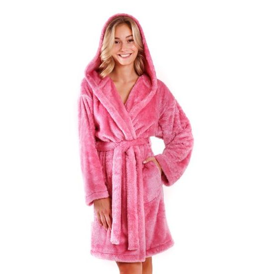 Dámský 3/4 hřejivý župan s kapucí LILLY EXTRA starorůžová