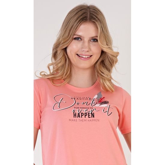 Dámské domácí šaty s krátkým rukávem Lucie - meruňková