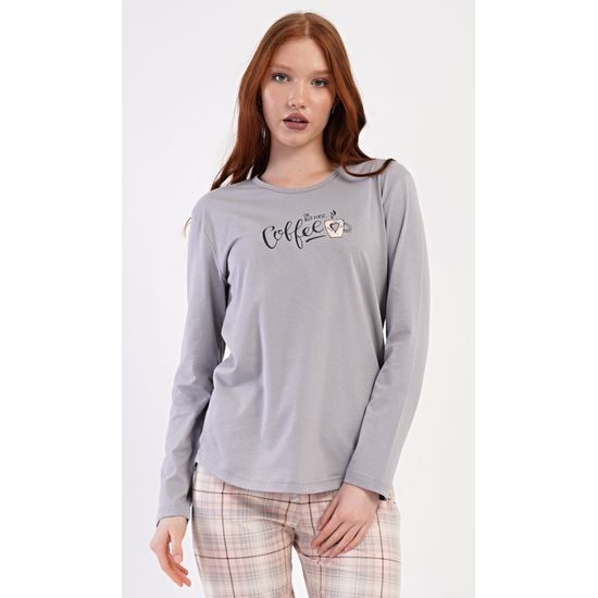 Dámské pyžamo dlouhé Coffee - šedá
