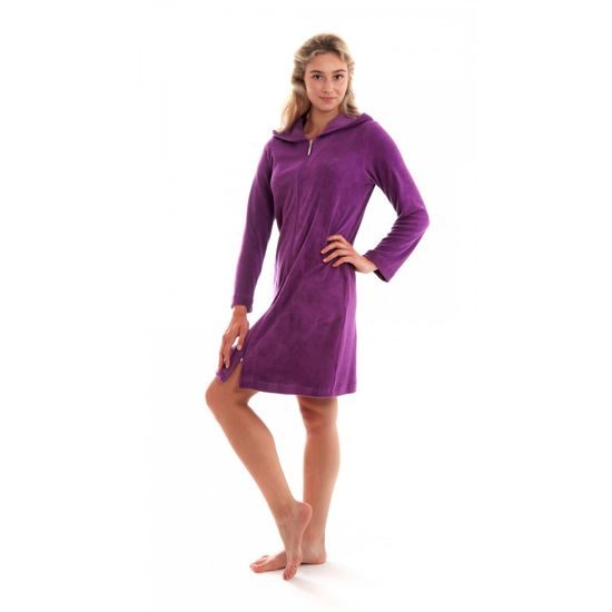 Dámský 3/4 župan s kapucí a dlouhým rukávem BARI Sparkling grape