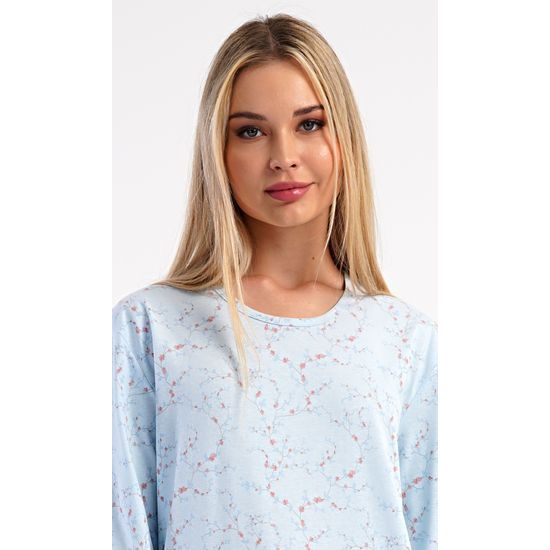 Dámské pyžamo dlouhé Lauren - světle modrá