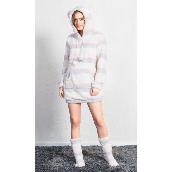 Dámská souprava s ponožkami Donna - šedá/růžová