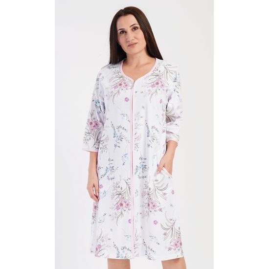 Dámské domácí šaty s tříčtvrtečním rukávem Margot - bílá