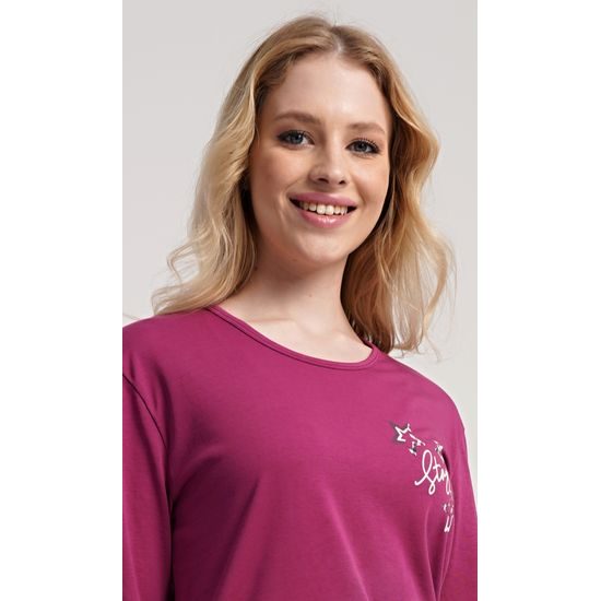 Dámské pyžamo dlouhé Andrea - malinová