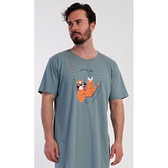 Pánská noční košile s krátkým rukávem Pohodář - mátová