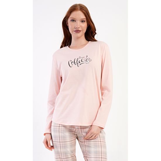 Dámské pyžamo dlouhé Coffee - světle lososová