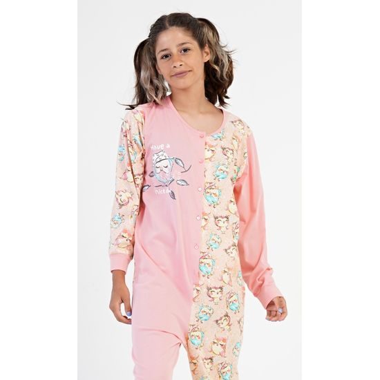 Dětský overal Sovičky - světle lososová