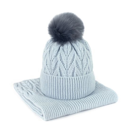 Sada pletené čepice a šály Lomnice šedá