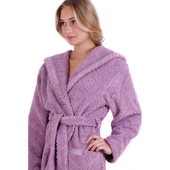 Dámský dlouhý župan s kapucí ATHENA fialová