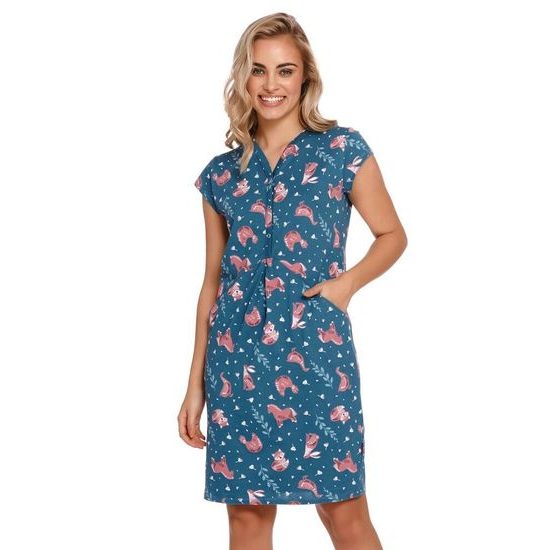 Dámská noční košile Lesley modrá se zvířaty