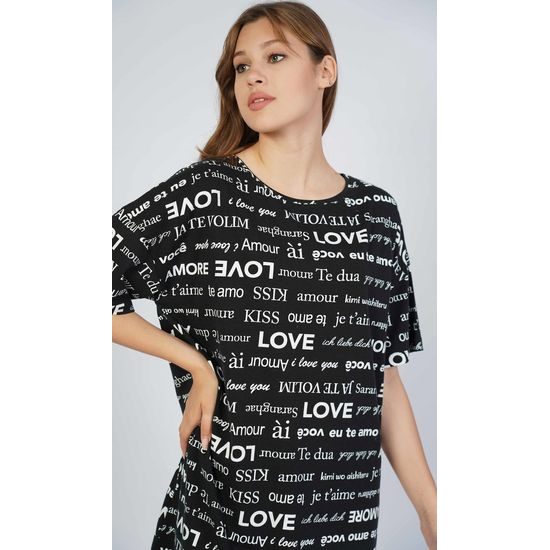 Dámská noční košile s krátkým rukávem Amore - černá