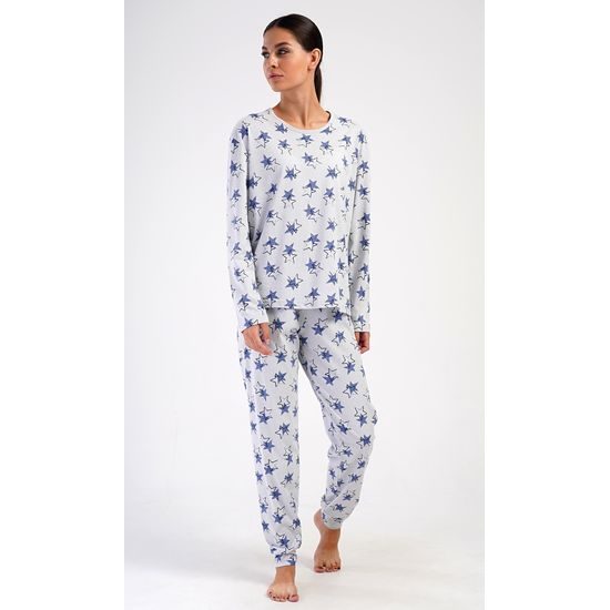 Dámské pyžamo dlouhé Stars - šedá