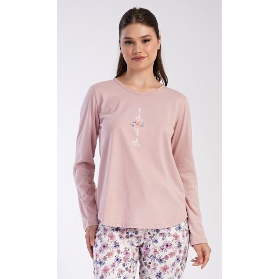 Dámské pyžamo dlouhé Linda - starorůžová