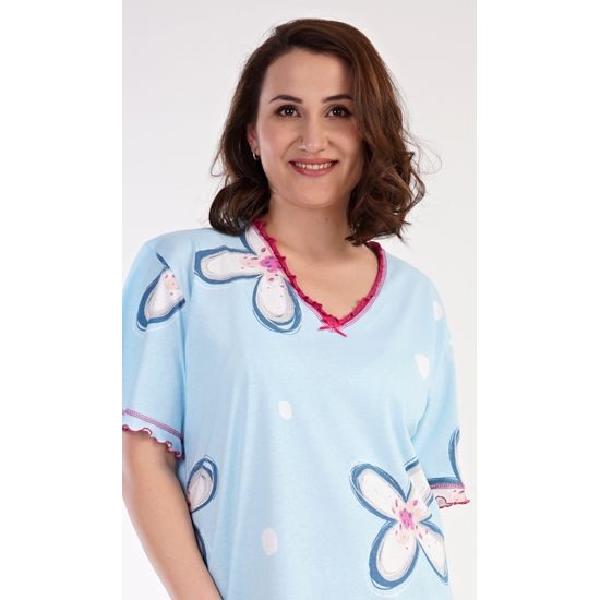 Dámská noční košile s krátkým rukávem Veronika - světle modrá