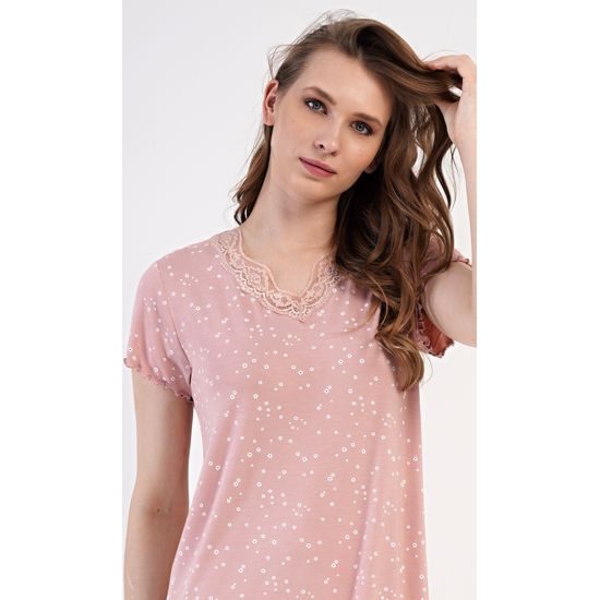 Dámská noční košile s krátkým rukávem Judita - lososová