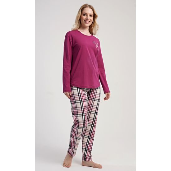 Dámské pyžamo dlouhé Andrea - malinová