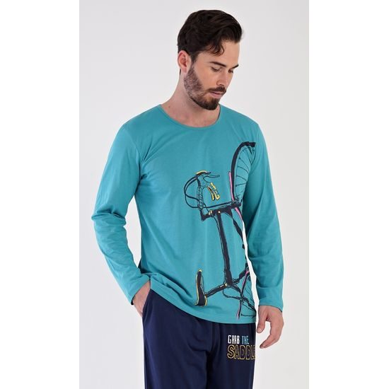 Pánské pyžamo dlouhé Dominik - mentolová