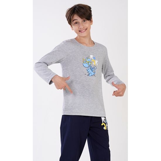 Dětské pyžamo dlouhé Dinosaurus - šedá