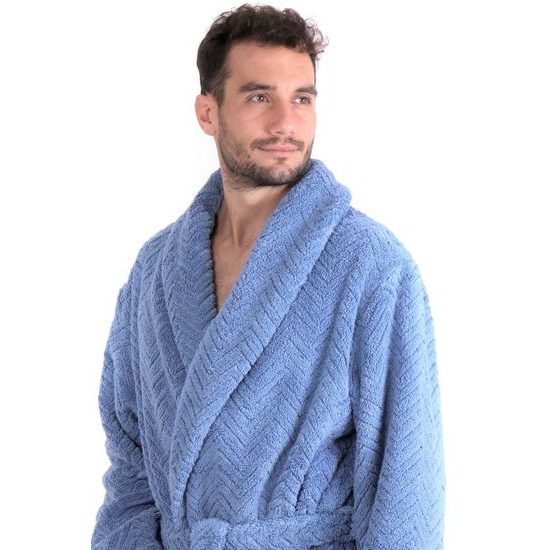 Unisex dlouhý župan se šálovým límcem ATHENA modrá