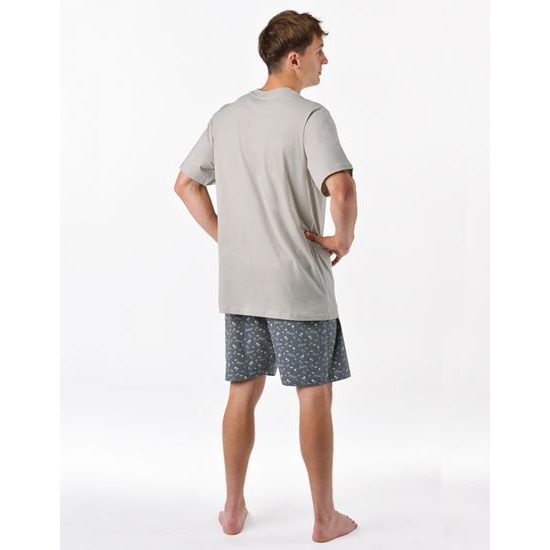 Pánské pyžamo krátké, šité, s potiskem 79190 - sv. šedá tm. šedá