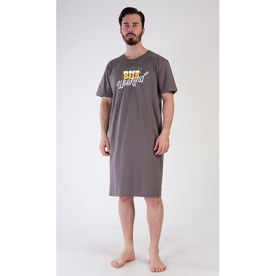 Pánská noční košile s krátkým rukávem Beer weekend - tmavě modrá