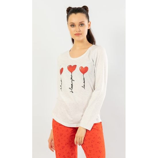Dámské pyžamo dlouhé I love you - světle šedá