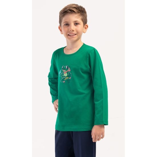 Dětské pyžamo dlouhé Žabák - tmavě zelená