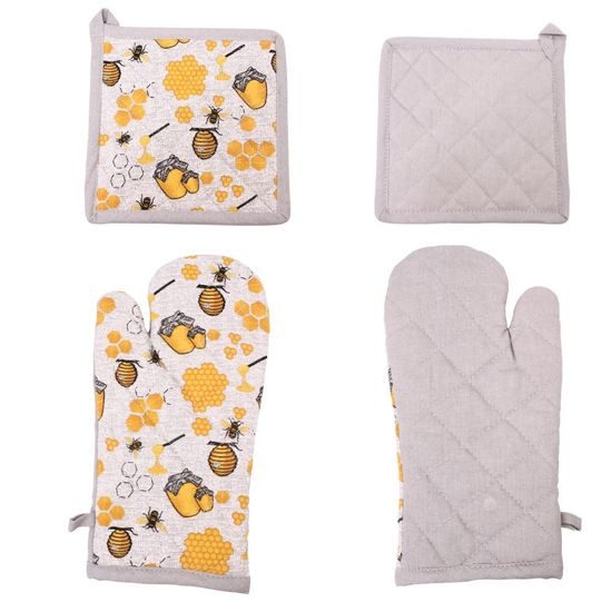 Chňapka s magnetem a podložka 18*32 + 20*20 cm, včelka