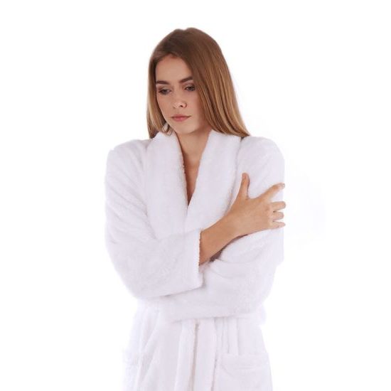 Unisex dlouhý hřejivý župan se šálovým límcem LILLY a JACK EXTRA bílá