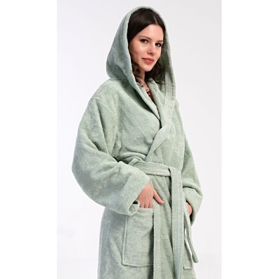 Dámský župan dlouhý s kapucí Lesní víla - khaki