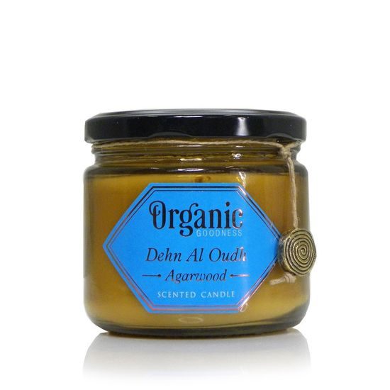 Organická svíčka 200g v jantarovém skle, Dehn Al Oudh - Agarwood
