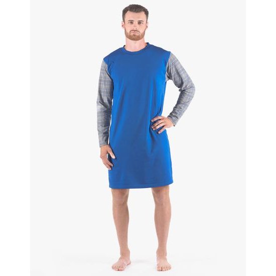 Pánské košile noční pánská dlouhý rukáv, šité, s potiskem 79179P - atlantic šedá