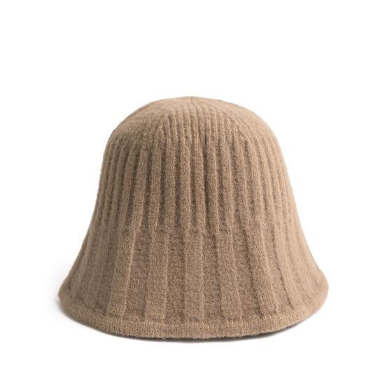 Teplý zimní klobouk - tmavobéžový