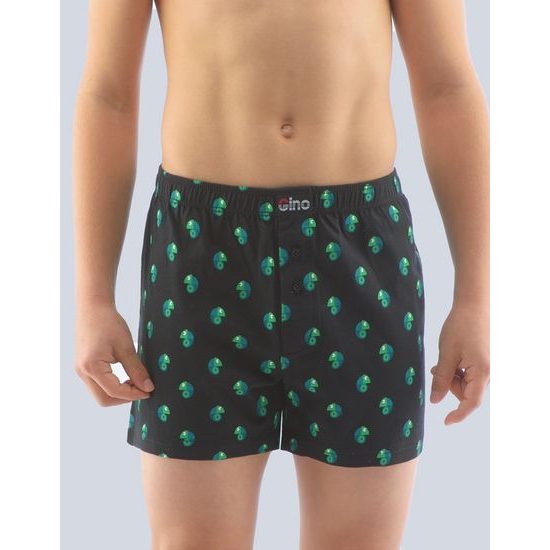 GINA dětské trenky volné chlapecké, šité, s potiskem 25013P - černá máta