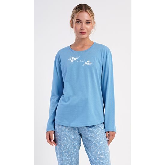 Dámské pyžamo dlouhé Natural life - modrošedá
