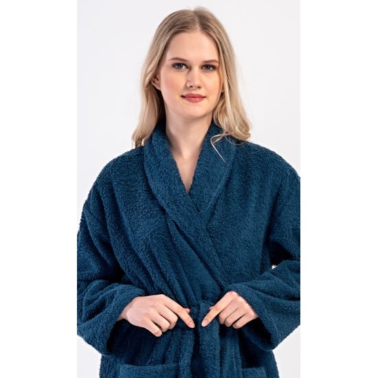 Dámský župan dlouhý se šálovým límcem Karolína - petrolejová