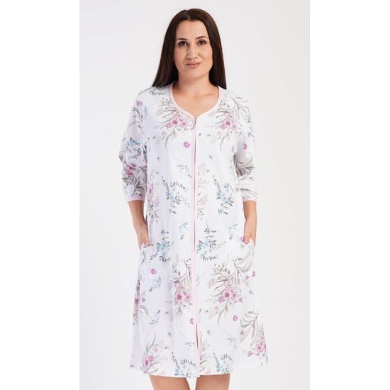 Dámské domácí šaty s tříčtvrtečním rukávem Margot - bílá
