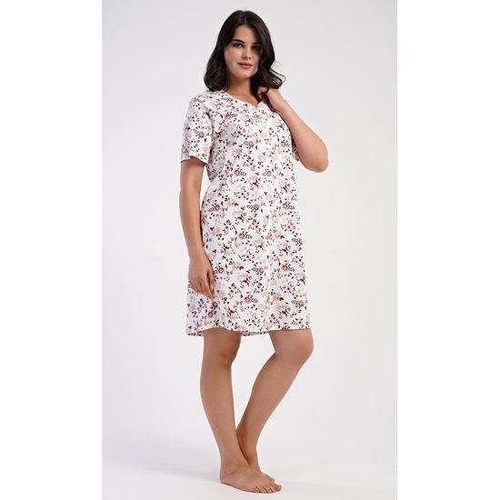 Dámská noční košile s krátkým rukávem Růže - světle lososová